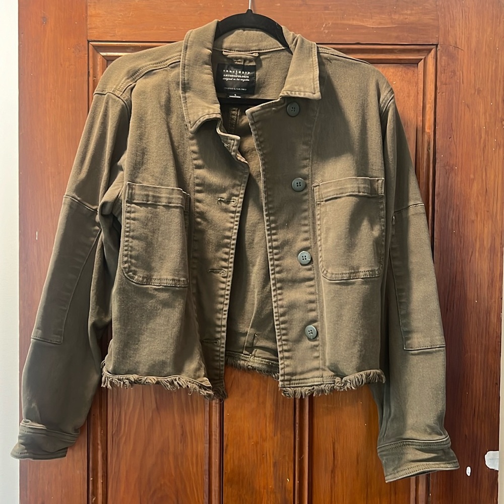 Anthropologie green denim jacket
